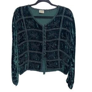 Magic Top Womens Free Size Velvet Button Whimsigoth Boho Hippie Embroidered